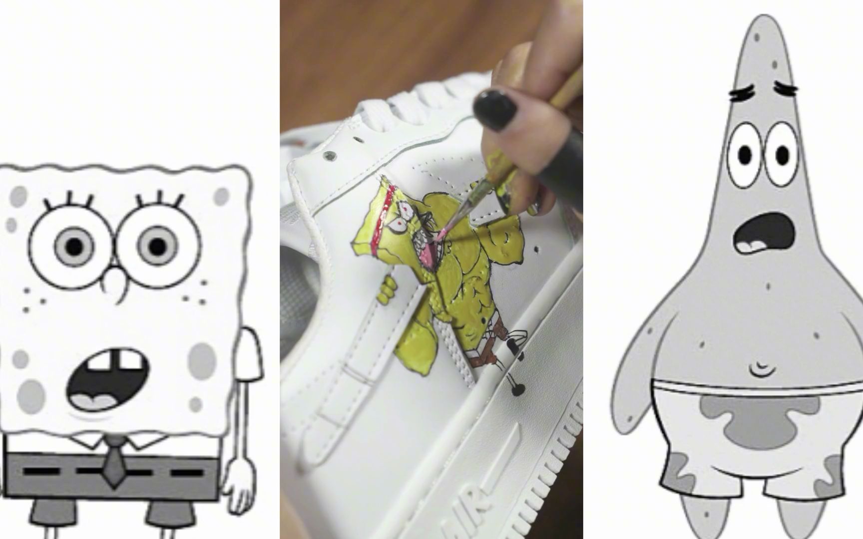 【球鞋修复】海绵宝宝掰断派大星,结合耐克的勾子,这个创意没谁了