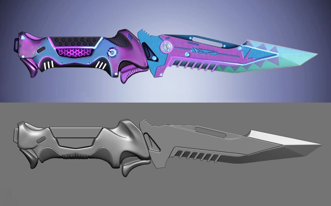 【maya建模】从零开始,教你制作一把匕首,零基础简单武器建模案例教学