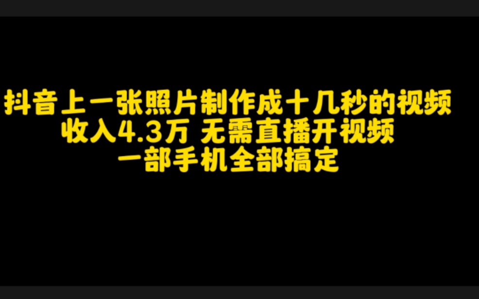 抖音上一张照片制作成十几秒的视频,收入4.3万,无需直播开视频,一部手机全部搞定.哔哩哔哩bilibili