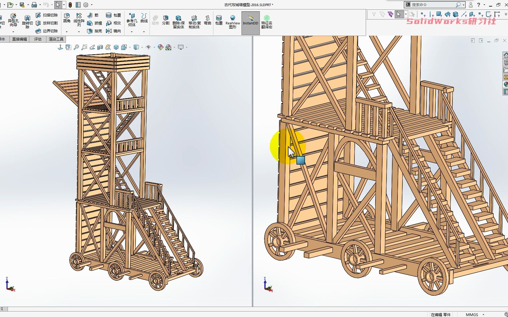 SolidWorks模型分享:古代攻城塔模型哔哩哔哩bilibili