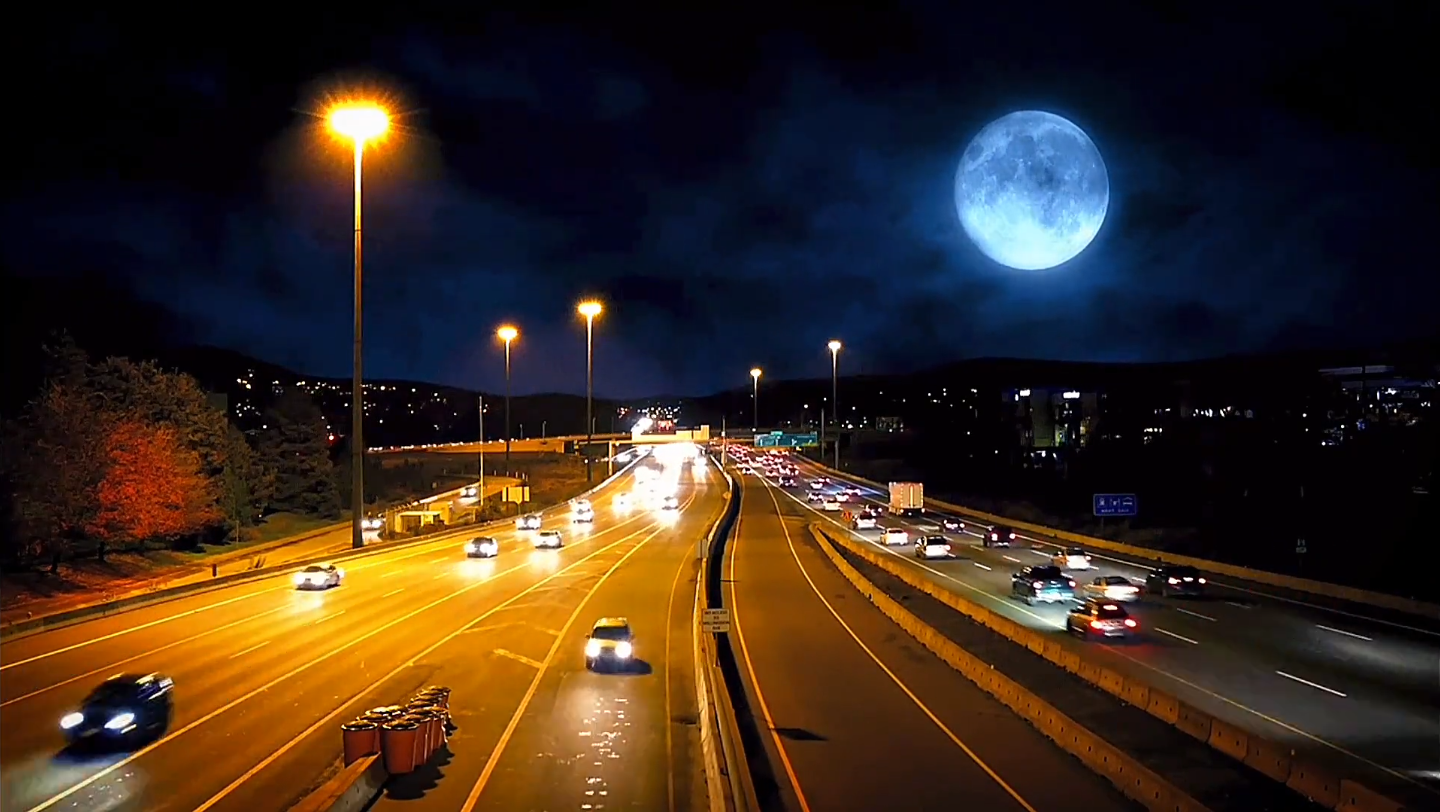 晚上车流唯美视频素材#月亮,让对方踢举报他跟你讲哦们