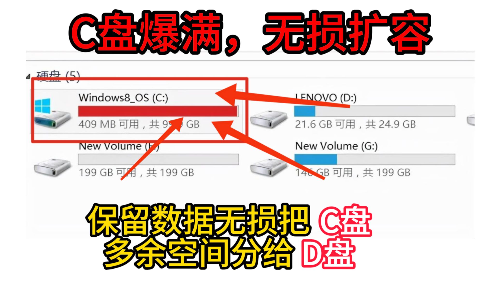 怎么把D盘空间分给C盘,C盘清理教程,C盘无损扩容,C盘满了怎么办