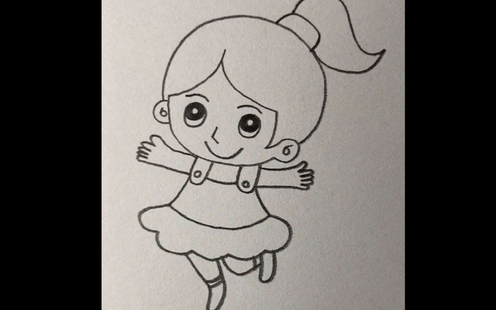 【铅笔画】超简单!蹦蹦跳跳小姑娘