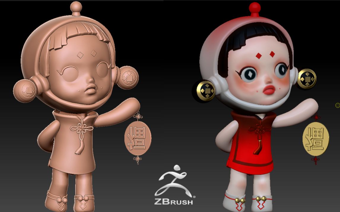 [图]新年到了，教你们从零开始做一个福禄娃娃—zbrush新手教程.