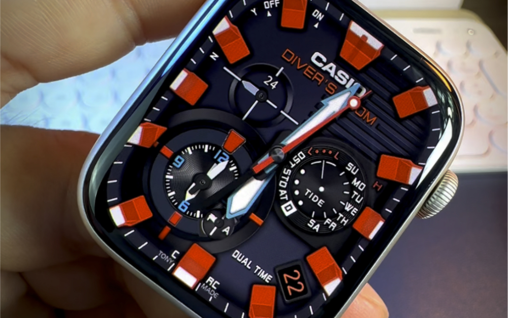 这款卡西欧苹果iwatch表盘效果真的很炸裂!3d质感视觉感强!