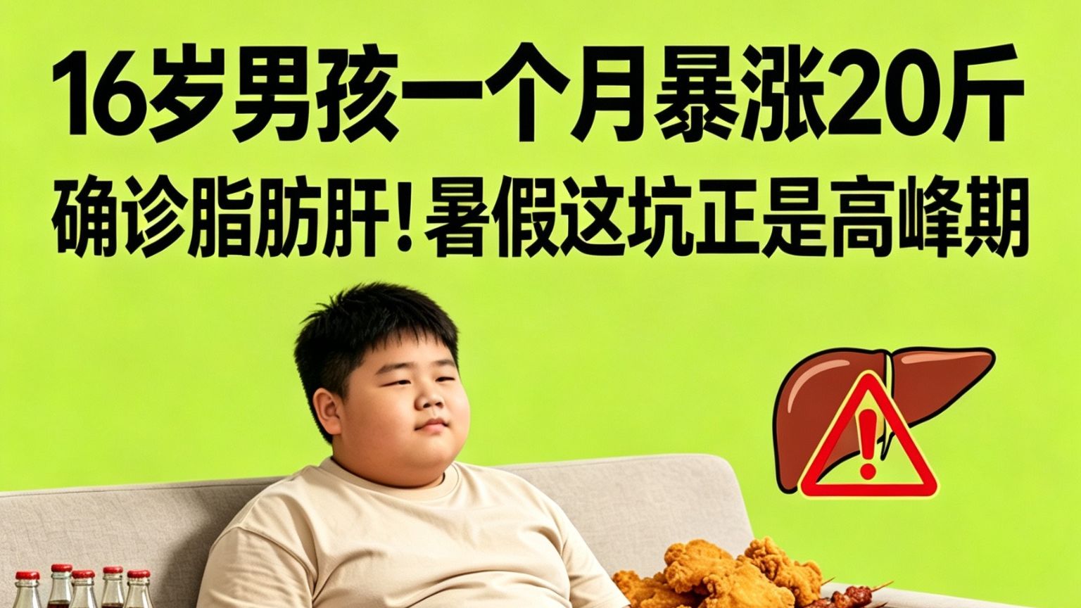 16岁男孩一个月暴涨20斤，确诊脂肪肝😱暑假这“坑”正是高峰期