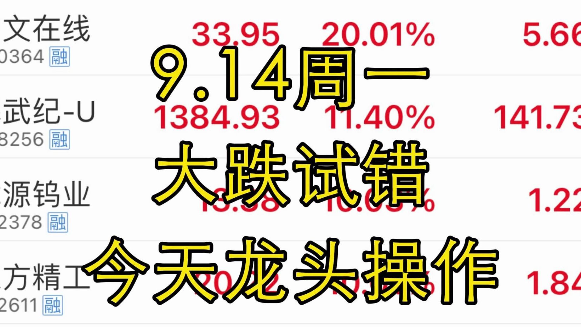 9.14周一-东哥龙头策略和接力&盘中操作:轻仓试错水运,金刚石突然拉升!