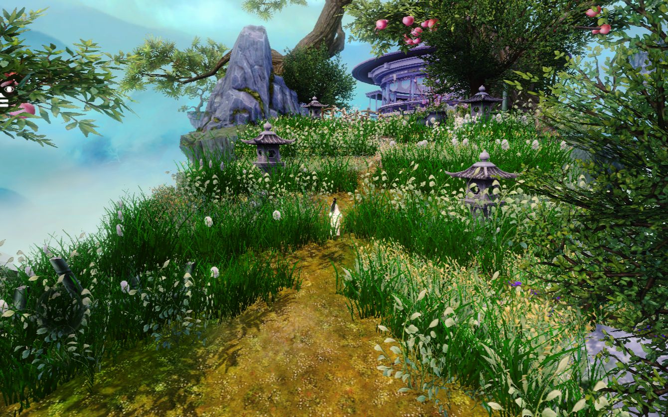 诛仙仙府丨云梦庭忽逢桃花林庭制作一条河流重重叠叠层层递进的坡还挺