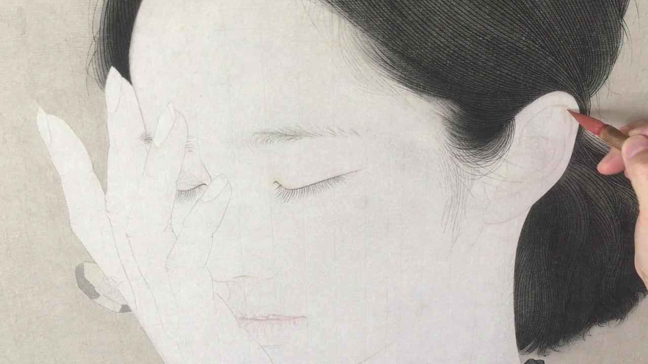 工笔人物耳部分染