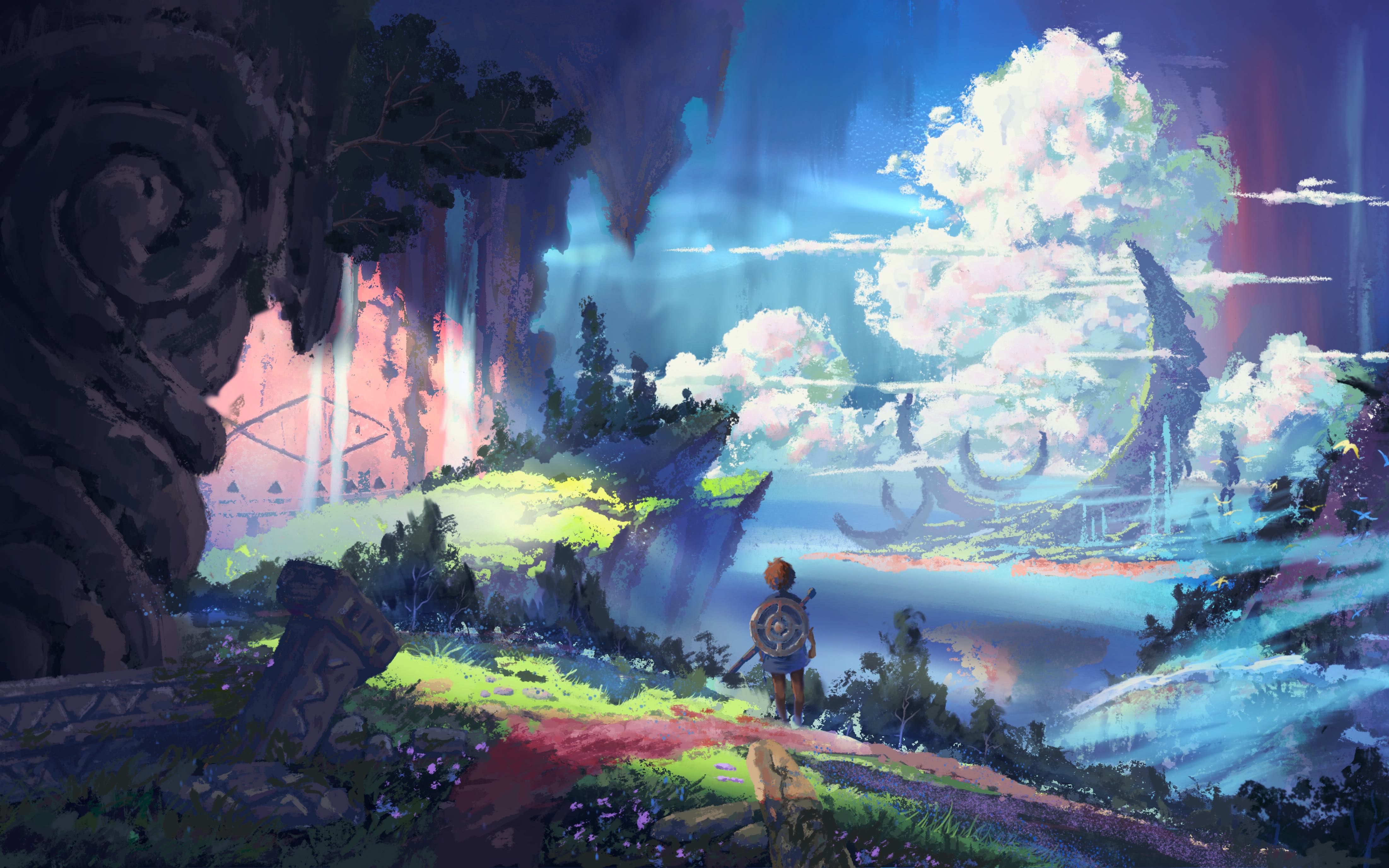 绘画 临摹 板绘 塞尔达 场景速涂_哔哩哔哩_bilibili