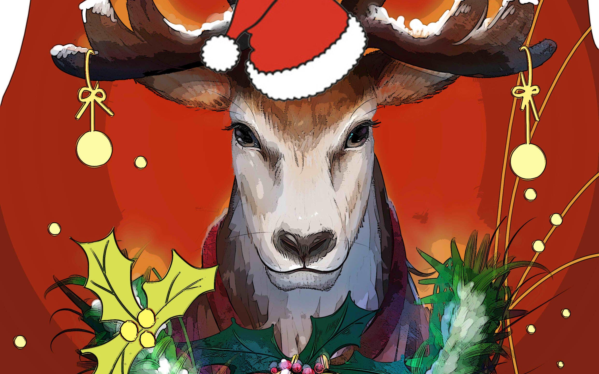 【厚涂】画一只麋鹿贺卡~祝大家圣诞节快乐!merry christmas