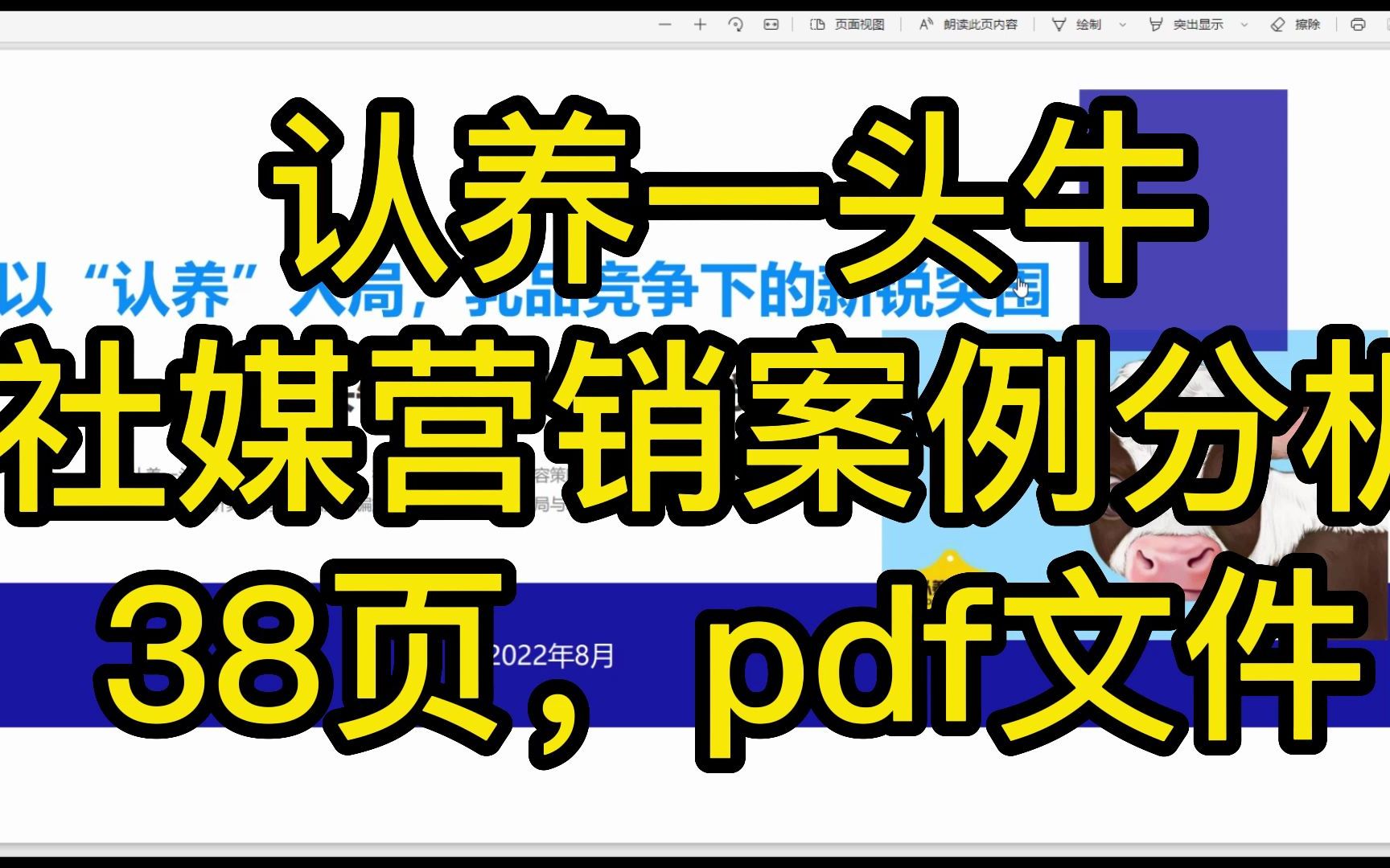 认养一头牛社媒营销案例分析,38页,pdf文件哔哩哔哩bilibili