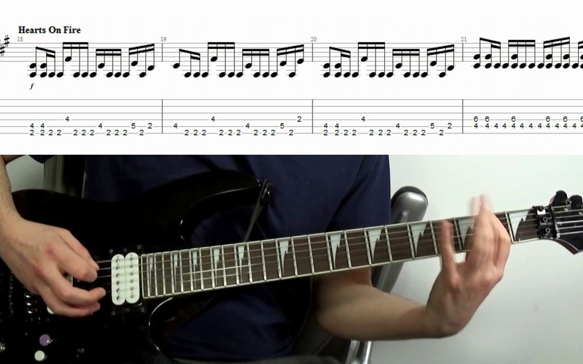 [图]吉他教学Hearts On Fire HAMMERFALL Guitar Lesson Intro Riff Tab