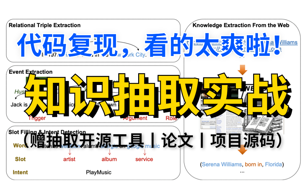 赠开源工具丨论文丨项目源码)知识抽取代码复现实战!听了两个小时我终于搞明白了,分享给大家一起学!—知识图谱、知识抽取、机器学习、深度学习...