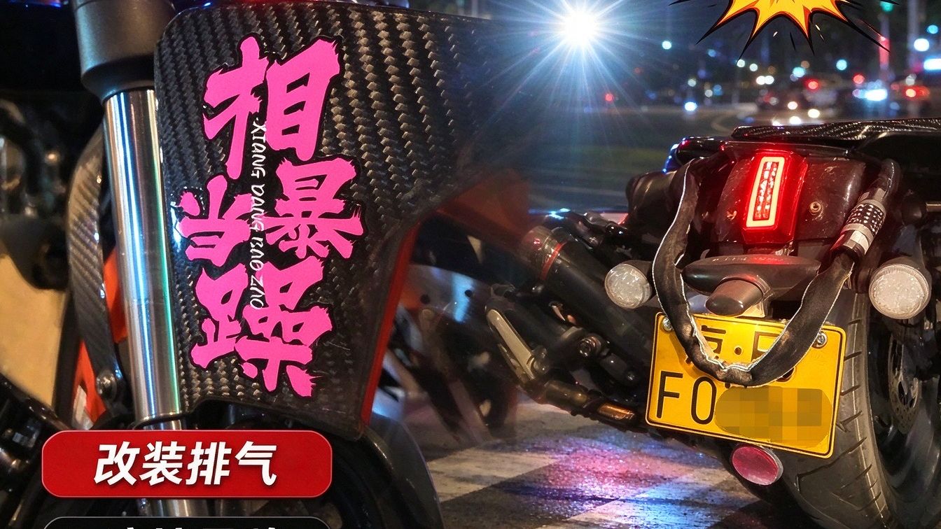 北京夜查炸街摩托，相当暴躁当场被扣
