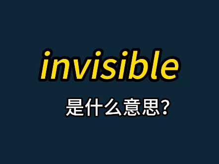 invisible哔哩哔哩bilibili