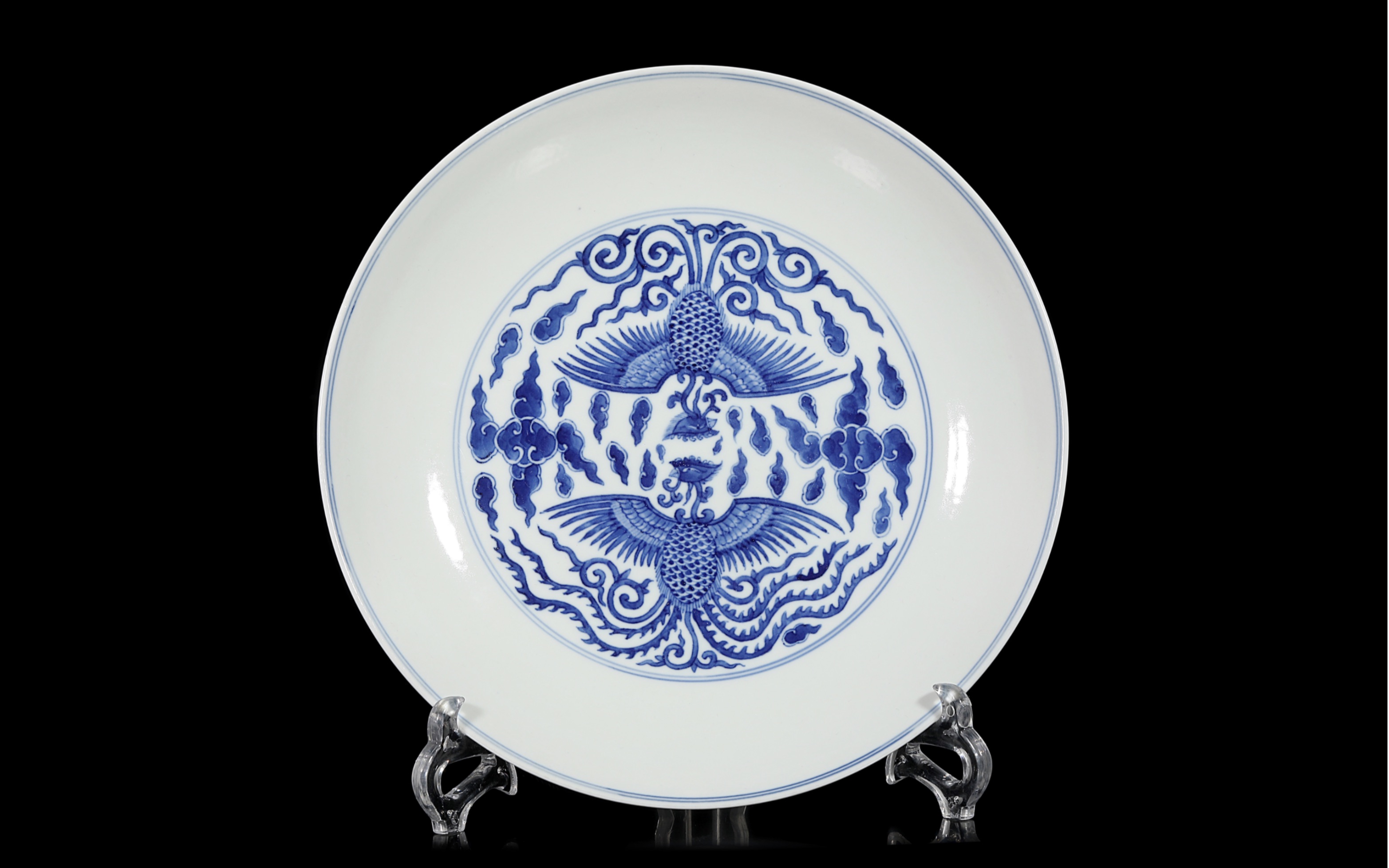 光绪青花双凤纹大盘———成交价17850