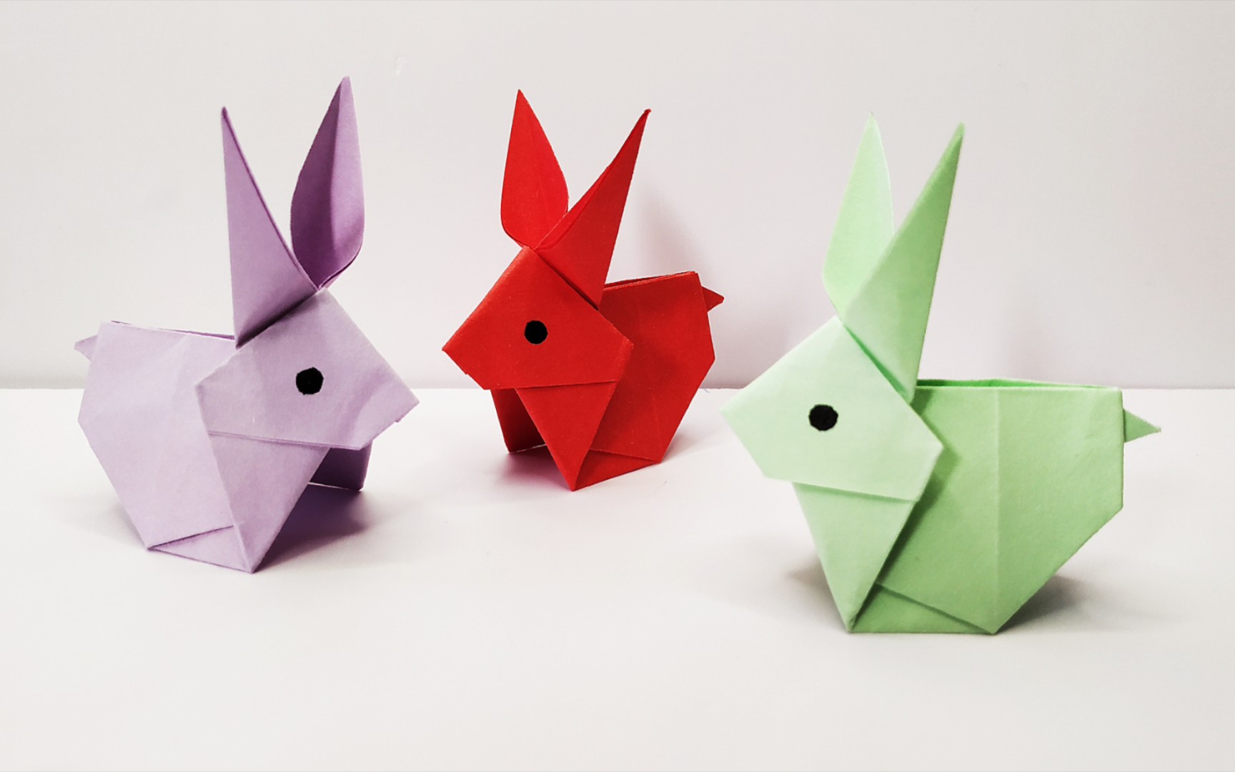 小兔子折纸教程,呆萌呆萌的小兔子折法,兔年手工折纸