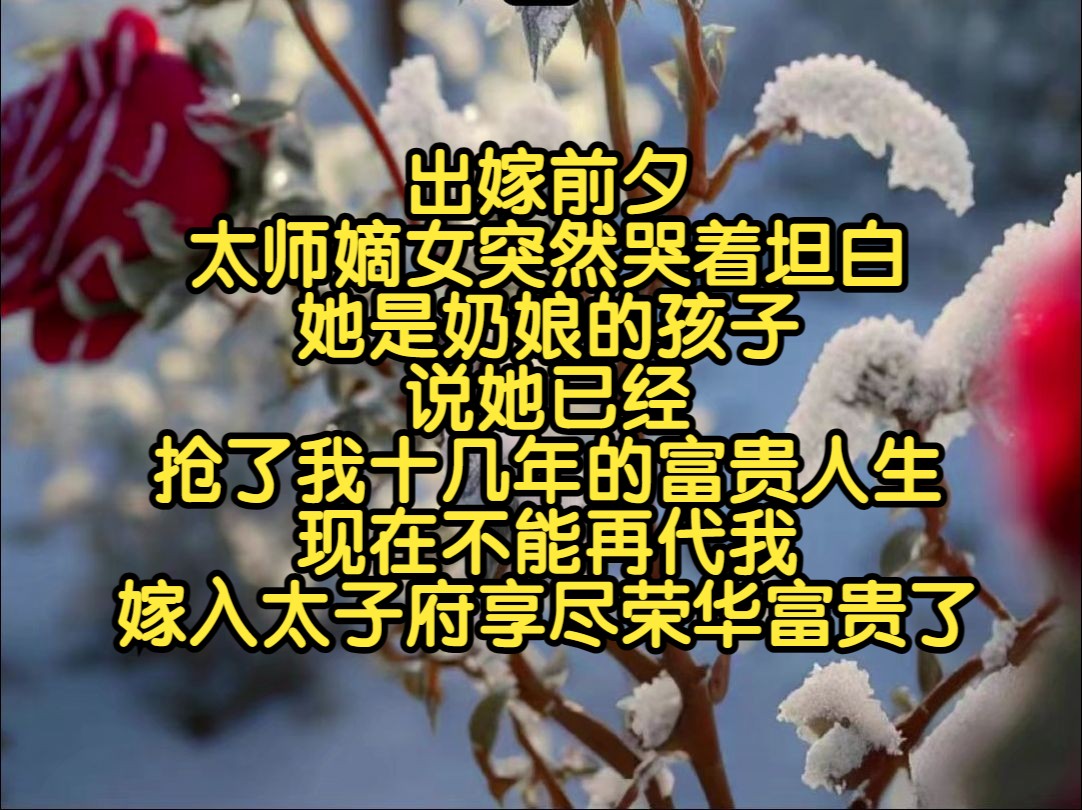 《身份重演》出嫁前夕,太师嫡女突然哭着坦白,她是奶娘的孩子,说她已经抢了我十几年的富贵人生,现在不能再代我嫁入太子府享尽荣华富贵了...哔哩...