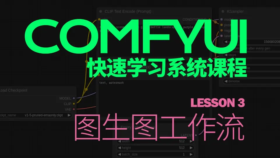 comfyui新手系列教程，文生图流程，快速学习comfyui文生图，视频教程 