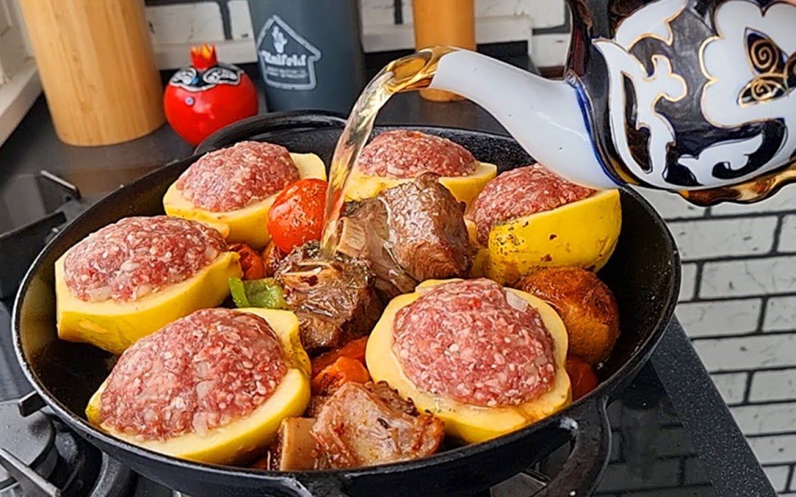 喀山美味的乌兹别克木瓜馅料美食!