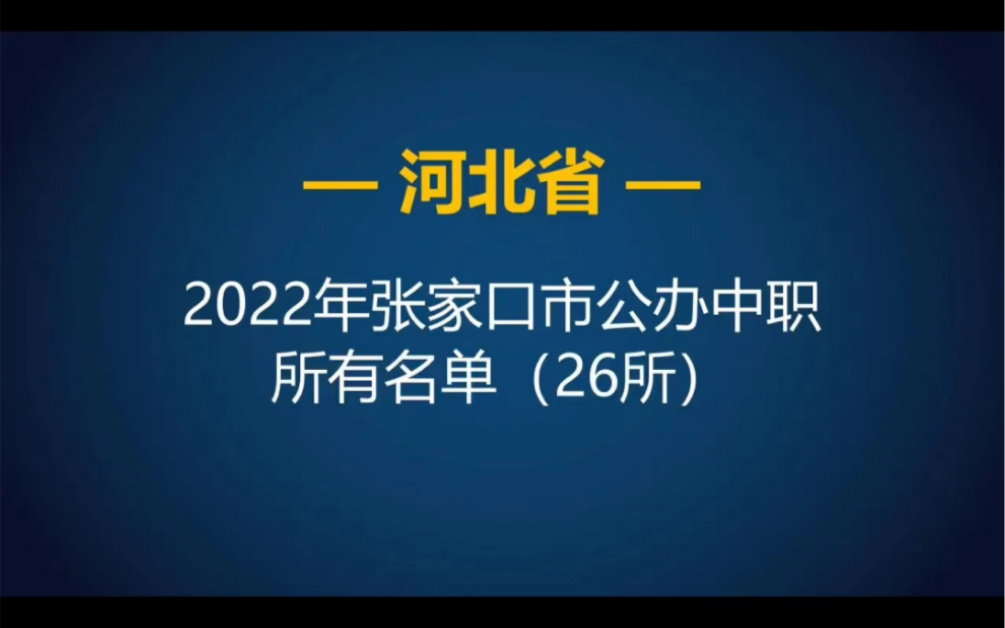 2022年河北张家口市公办中等职业学校(中职)所有名单(26所)哔哩哔哩bilibili