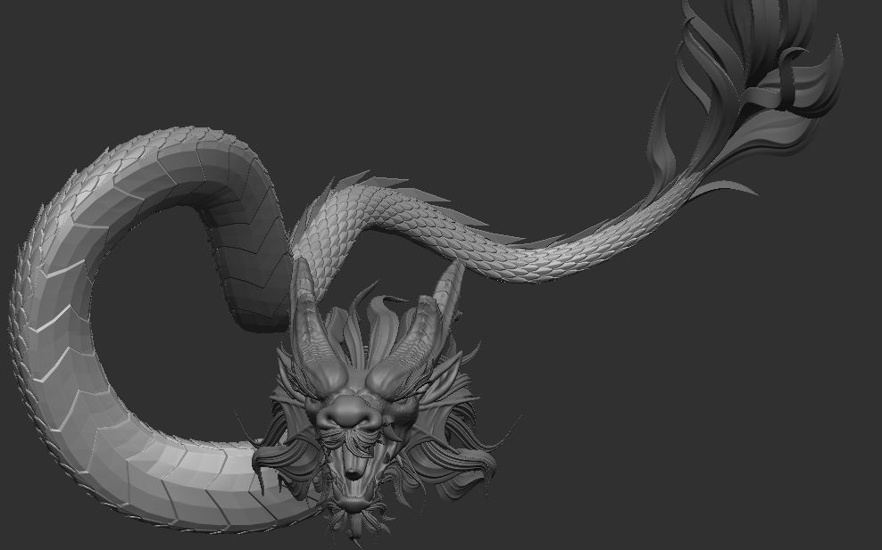 【zbrush】雕刻全流程教学,【中国龙】极致还原(龙尾)_哔哩哔哩 (゜