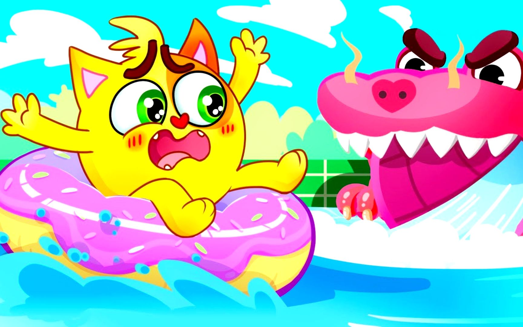 益智动画:激流勇进水上游乐园,小动物们一起来游乐园玩耍啦!