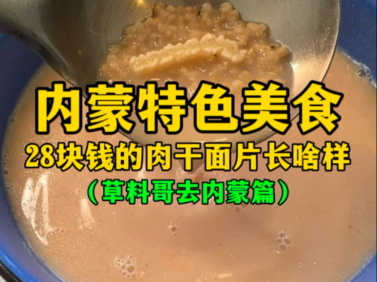 内蒙特色美食,28块钱的肉干面片长啥样?(草料哥去内蒙篇)哔哩哔哩bilibili