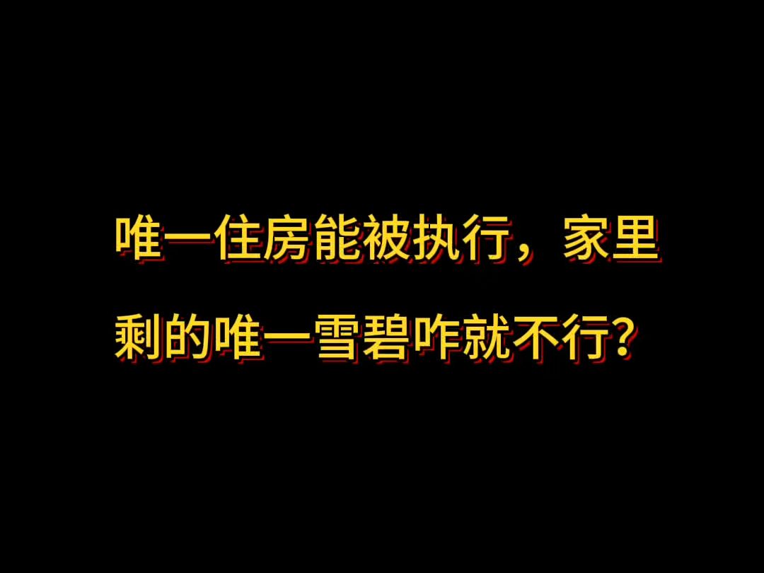 唯一住房能被执行,家里剩的唯一雪碧咋就不行?哔哩哔哩bilibili