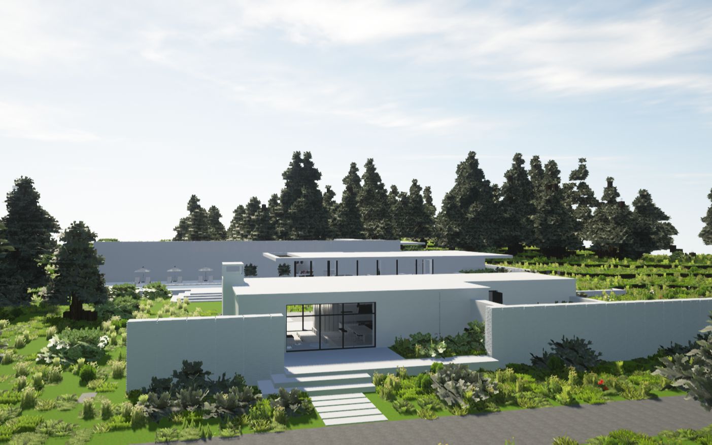 【我的世界】从内到外极致简约的超纯白现代别墅/住宅_哔哩哔哩_bili