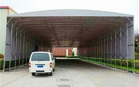 东莞厚街-环保大排档帐篷-手动轮式推拉棚-智晟zs-02结构稳固