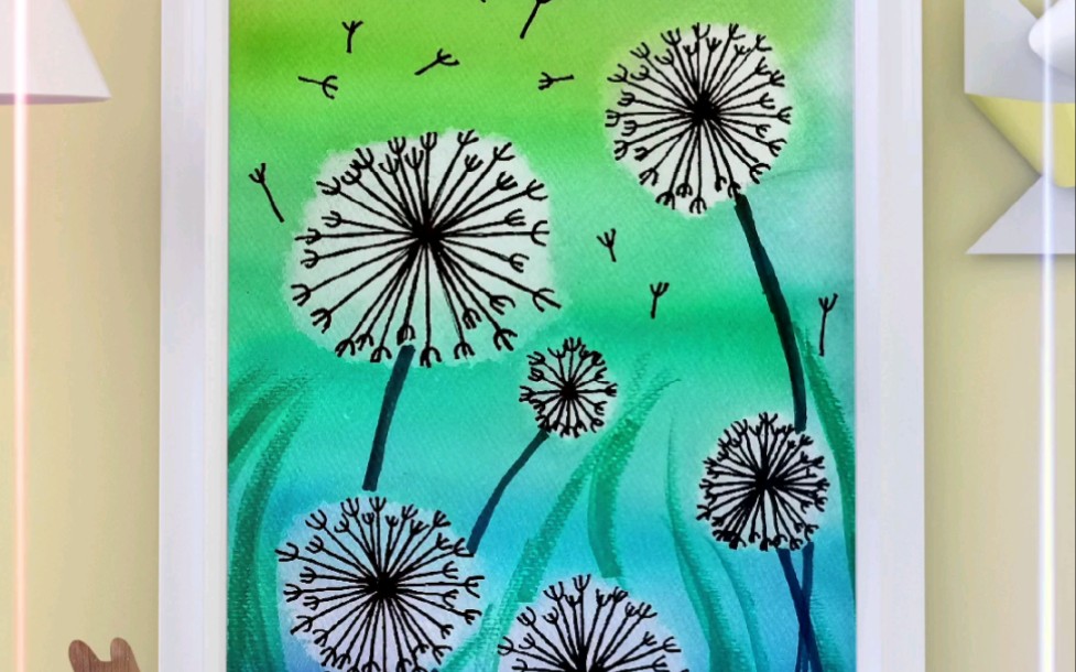 【创意美术】水彩肌理,蒲公英的岁月