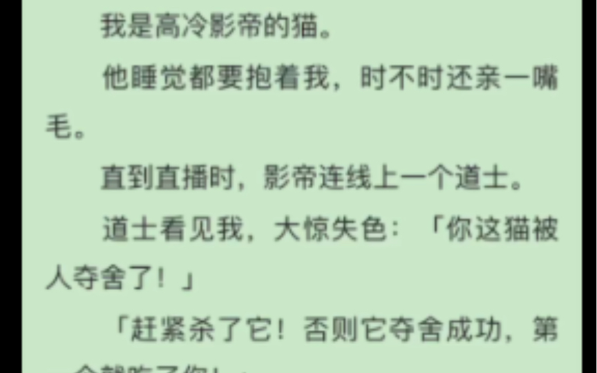 [图]完）我是高冷影帝的猫，他睡觉都要抱着我，时不时还亲一嘴毛。直到直播时，他连线一个道士，道士大惊失色：你这猫被人夺舍了