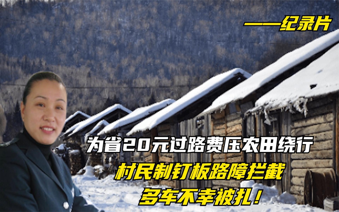 为省20元过路费压农田绕行,村民制钉板路障拦截,多车不幸被扎!哔哩哔哩bilibili