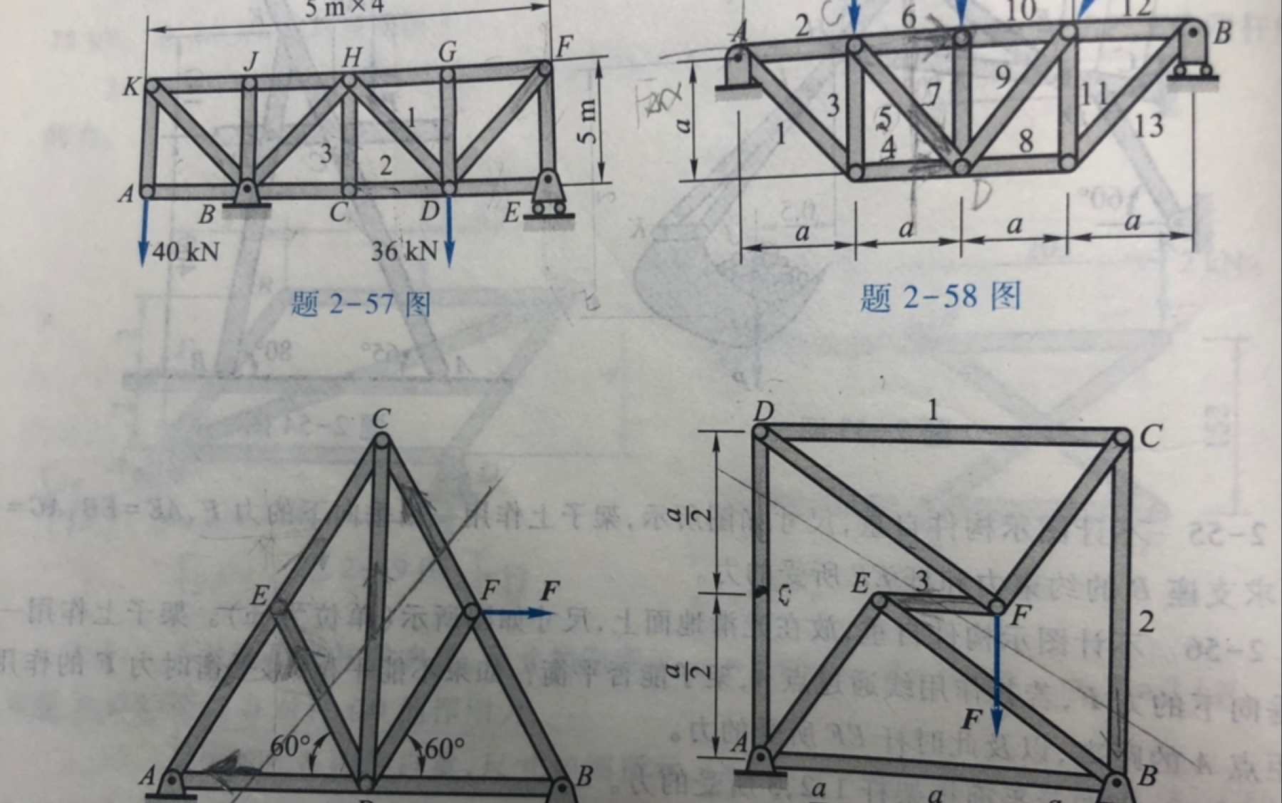 [哈工大第8版理论力学]第二章平面力系课后习题答案 257,258,259,260~平面桁架问题的求解方法~零杆的判断~哔哩哔哩bilibili