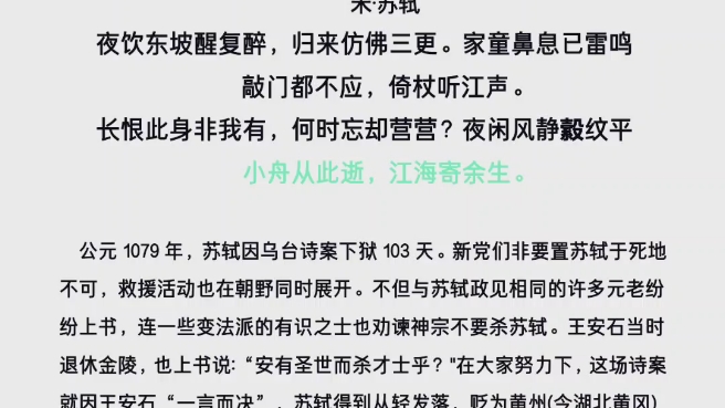 小舟从此逝,江海寄余生——苏轼哔哩哔哩bilibili