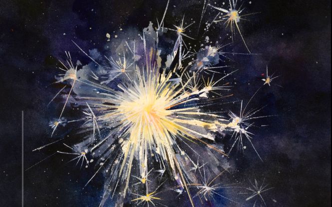 新手水彩--仙女棒【听说你们叫呲花】_哔哩哔哩_bilibili