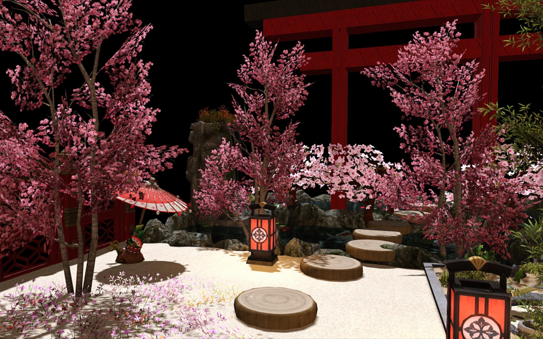 【ff14装修】樱落纷漠小院 和风日式鸟居公寓异次元异空间