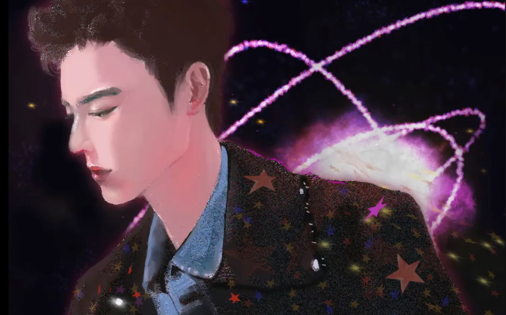 procreate绘画画了肖战昨天晚上的造型