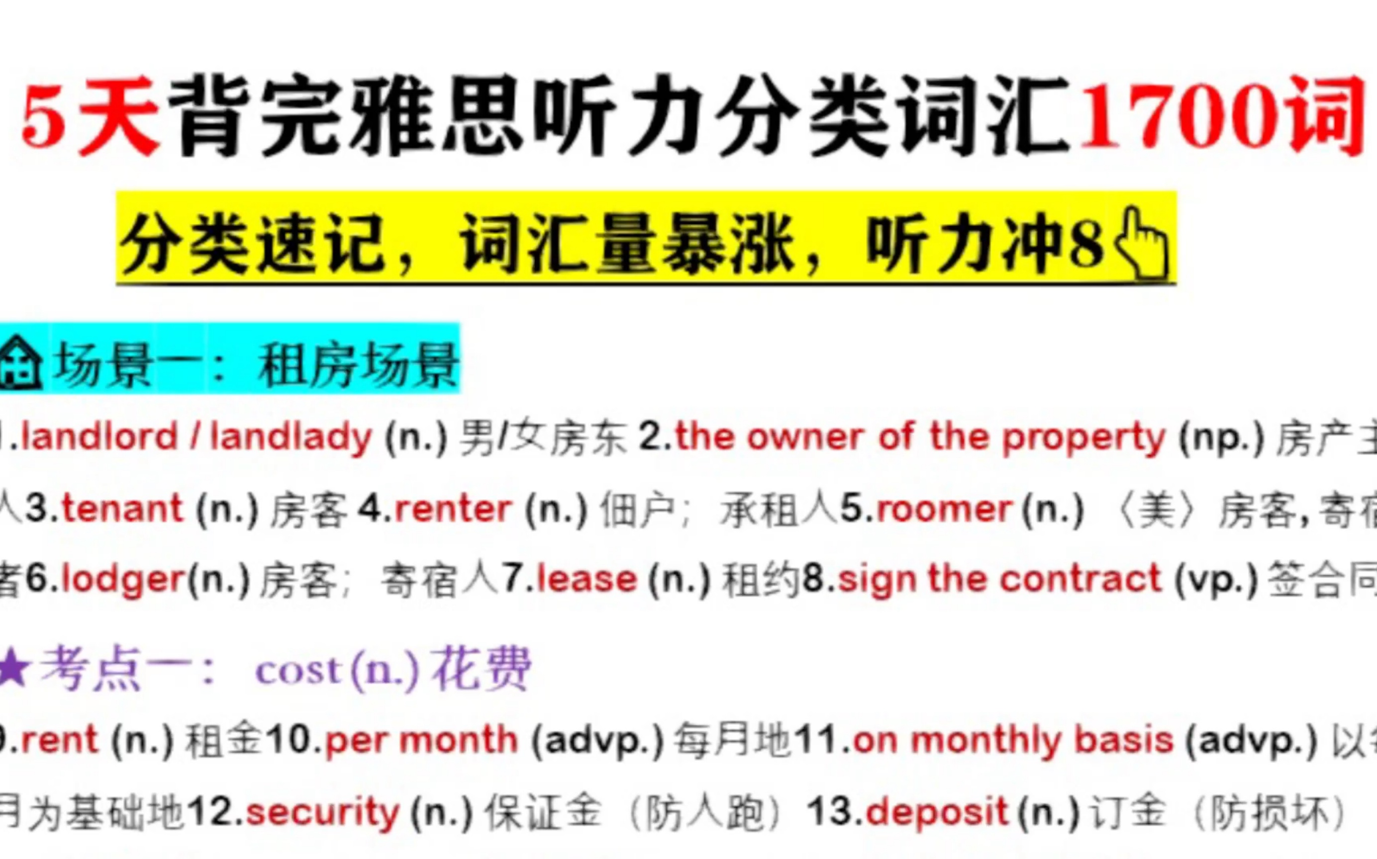 [图]雅思词汇｜背完这1700词📄你的雅思听力8分稳了‼️共51页高清pdf