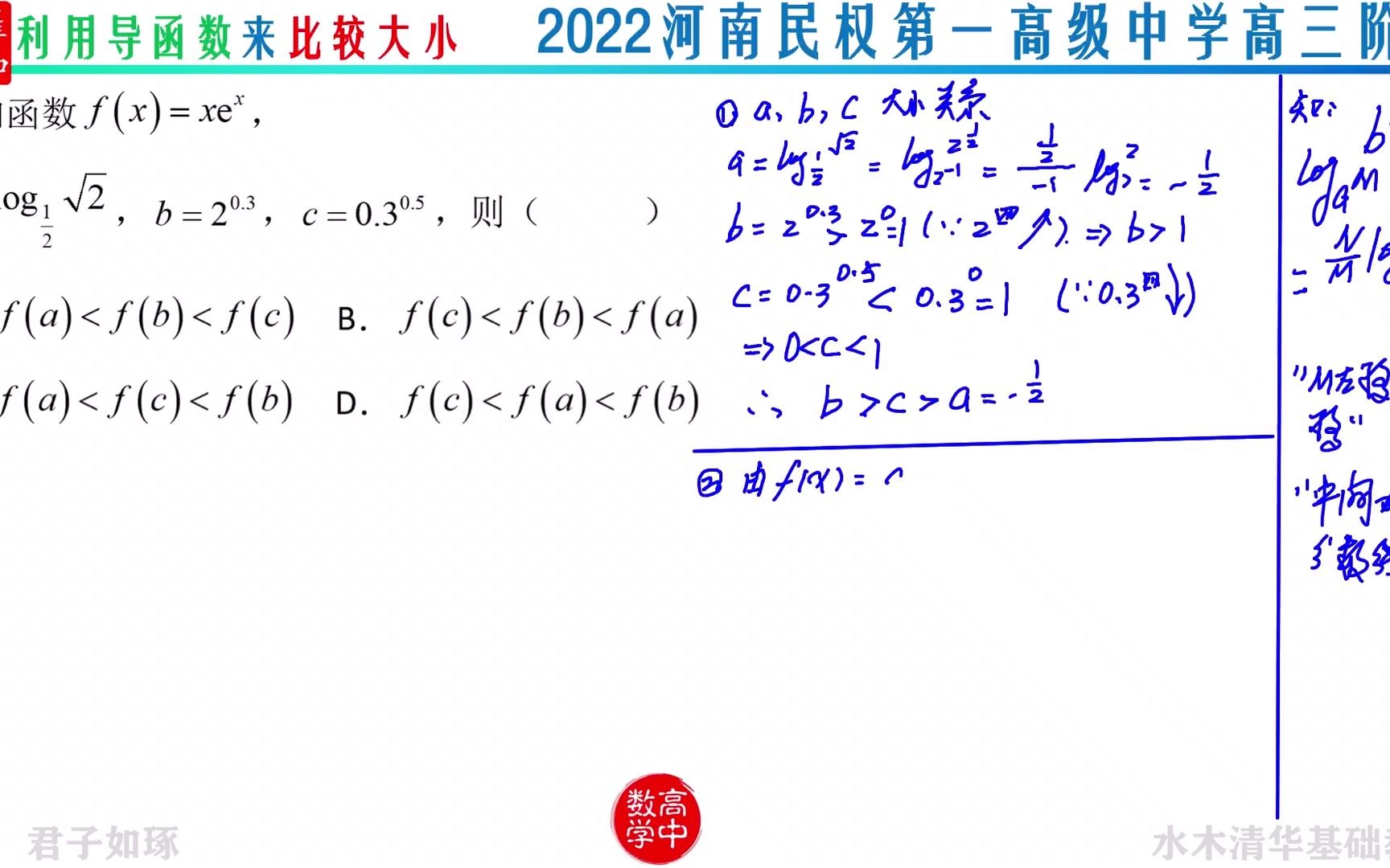 利用导函数来比较大小 2022河南民权第一高级中学高三阶段 (1)哔哩哔哩bilibili