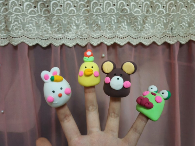 第一次做黏土作业——【黏土动物手偶玩教具】