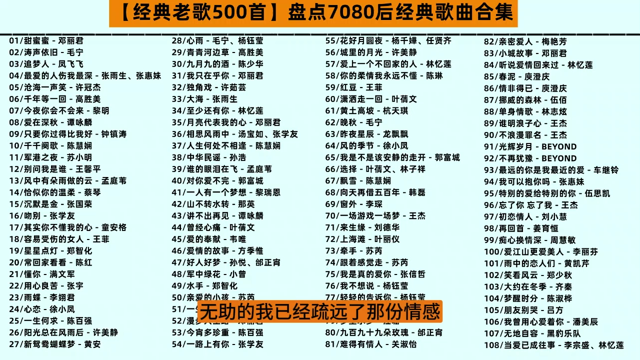 【经典老歌500首】盘点7080后经典歌曲合集,在音乐方面80后是幸福的