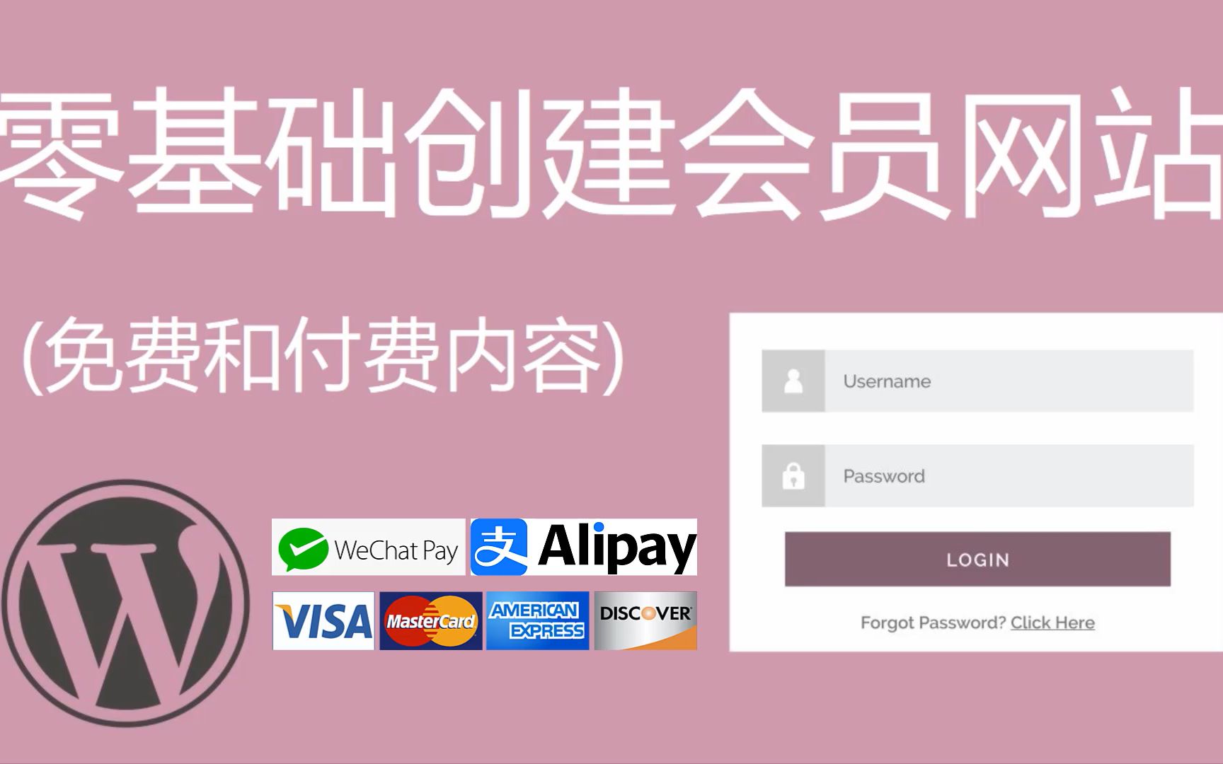 零基础创建会员网站 (免费和付费内容), 支持WeChat Pay微信支付, AliPay微信支付, 信用卡付款等 – WordPress建站课程哔哩哔哩bilibili