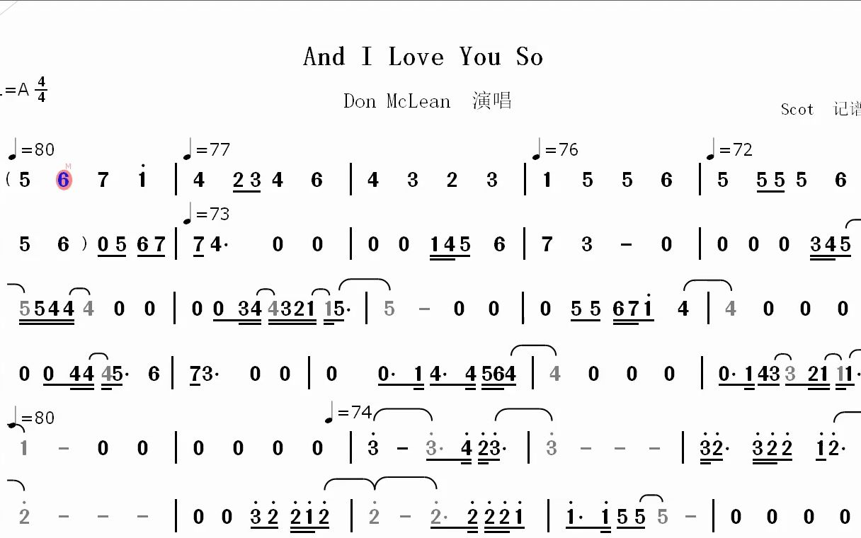 [图]【怀旧民谣】And I Love You So（我是如此爱你）_Don McLean演唱--动态简谱