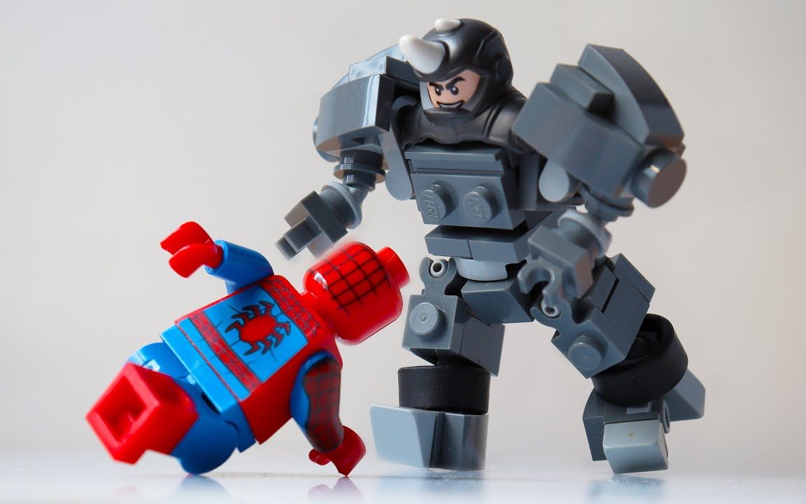 乐高蜘蛛侠犀牛人人仔升级机甲moc