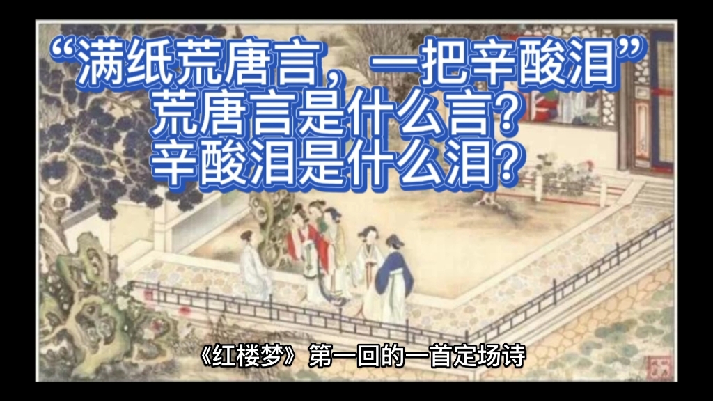 “满纸荒唐言,一把辛酸泪”,荒唐言是什么言?辛酸泪又是什么泪?哔哩哔哩bilibili