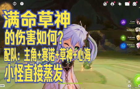 【原神】满命纳西妲的伤害如何?配队:草神+赛诺+心海+主角,小怪直接蒸发.最后纳西妲的表情也太萌了.哔哩哔哩bilibili原神演示