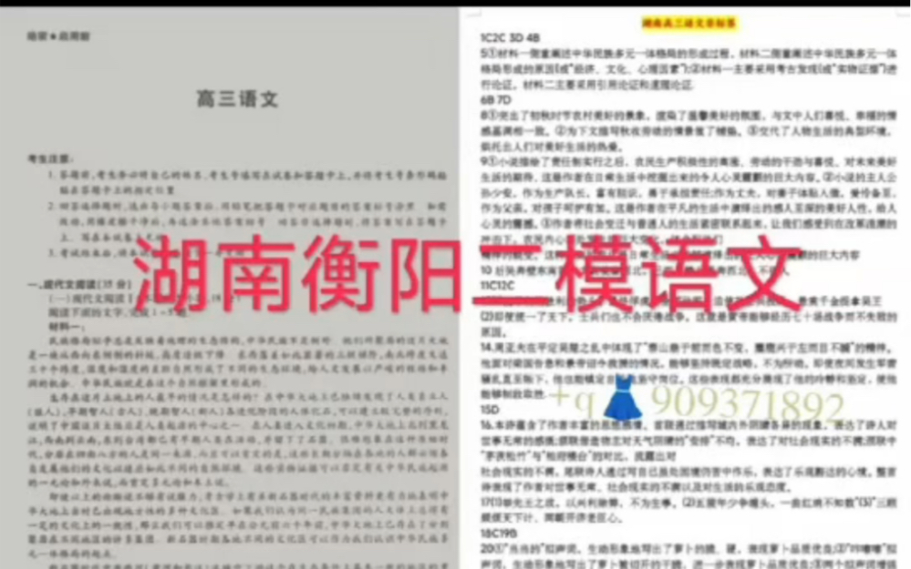 湖南衡阳二模语文解析汇总!剩余科目已经提前整理完毕! #衡阳二模哔哩哔哩bilibili